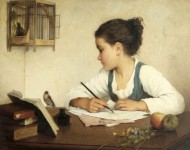 A Girl Writing - Henriette Browne