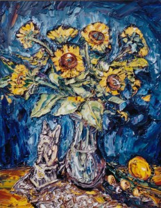 Sunflowers with Gargoyle, by Rick Mullin